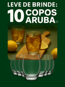 Kit 15 Potes Herméticos de Vidro + 10 Copos de Vidro Aruba de Brinde